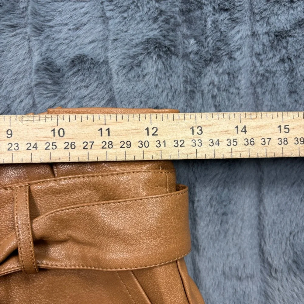 Le Lis Collection Brown Faux Leather Paperbag Waist Shorts MP3247 Small NWT